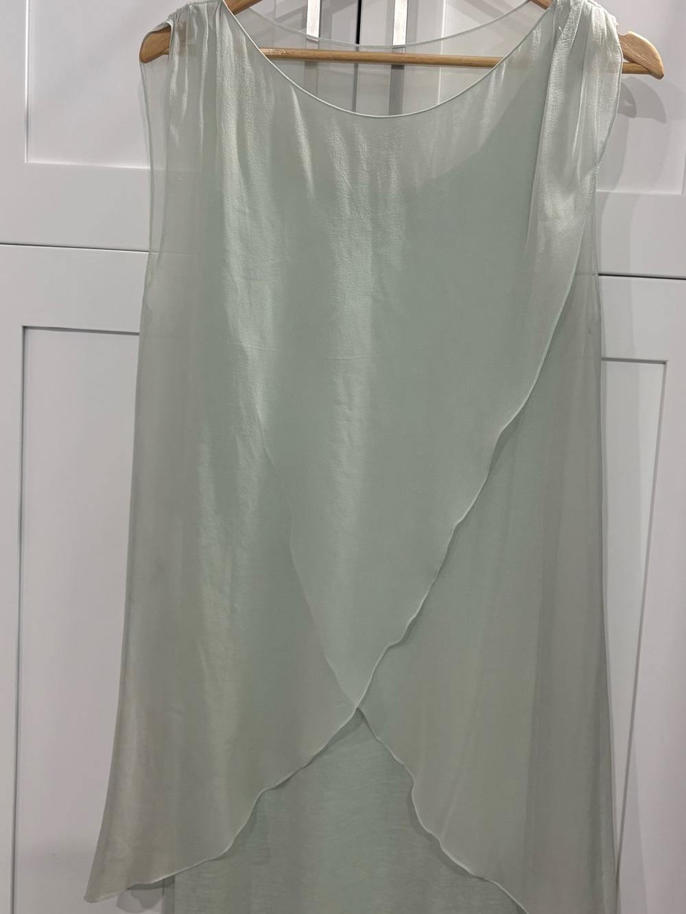 Alice + Olivia Layered Asymmetrical Sheer Dress in Light Sage